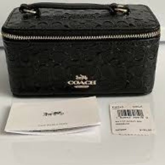 Coach Mini Vanity Case Black Patent Logo Leather - Picture 4 of 10